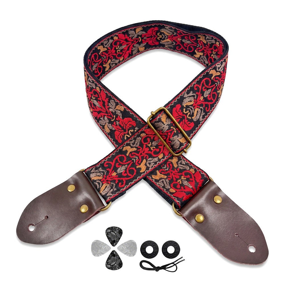 Musical Instrument Organ - Embroidered Print Guitar Strap Vintage Ethnic