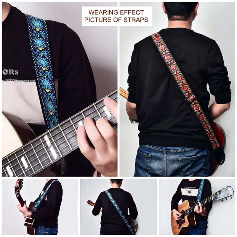 Embroidered Print Guitar Strap - Musical Instrument Organ 评论和价格