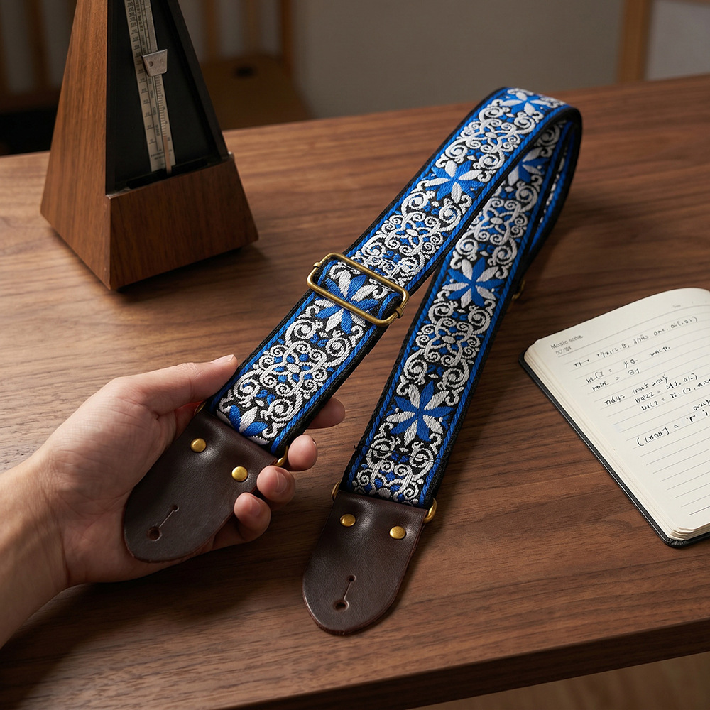 Embroidered Print Guitar Strap - Musical Instrument Organ 评论和价格
