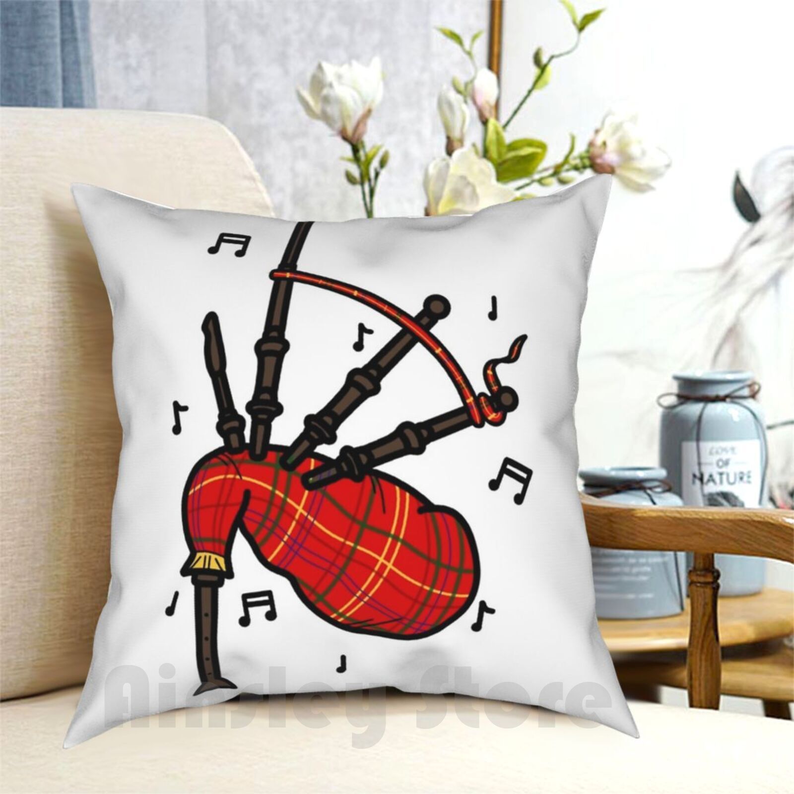 Bagpipes Pillow Case Printed H - Musical Instrument In Scotland 评论和价格